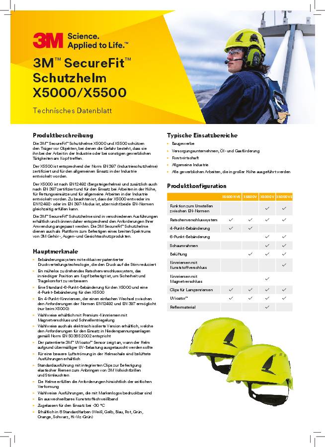 Schutzhelm SecureFit X5502V-CE gelb UV stabilisiertes (ABS) EN 398 3M