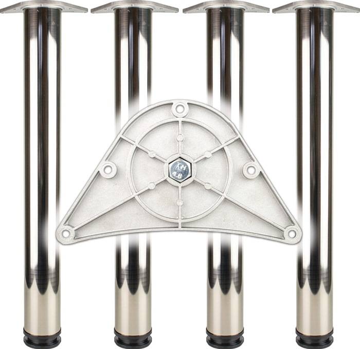 Tischbein-Set CR pol.60mm H.870mm Platten-Befestigung BMB