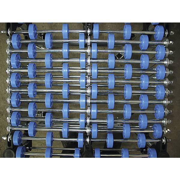 Scheren-Röllchenbahn, Bahn-L 1300-4500 mm, Bahn-B 600 mm, Kunststoffröllchen, Gura, Bahn