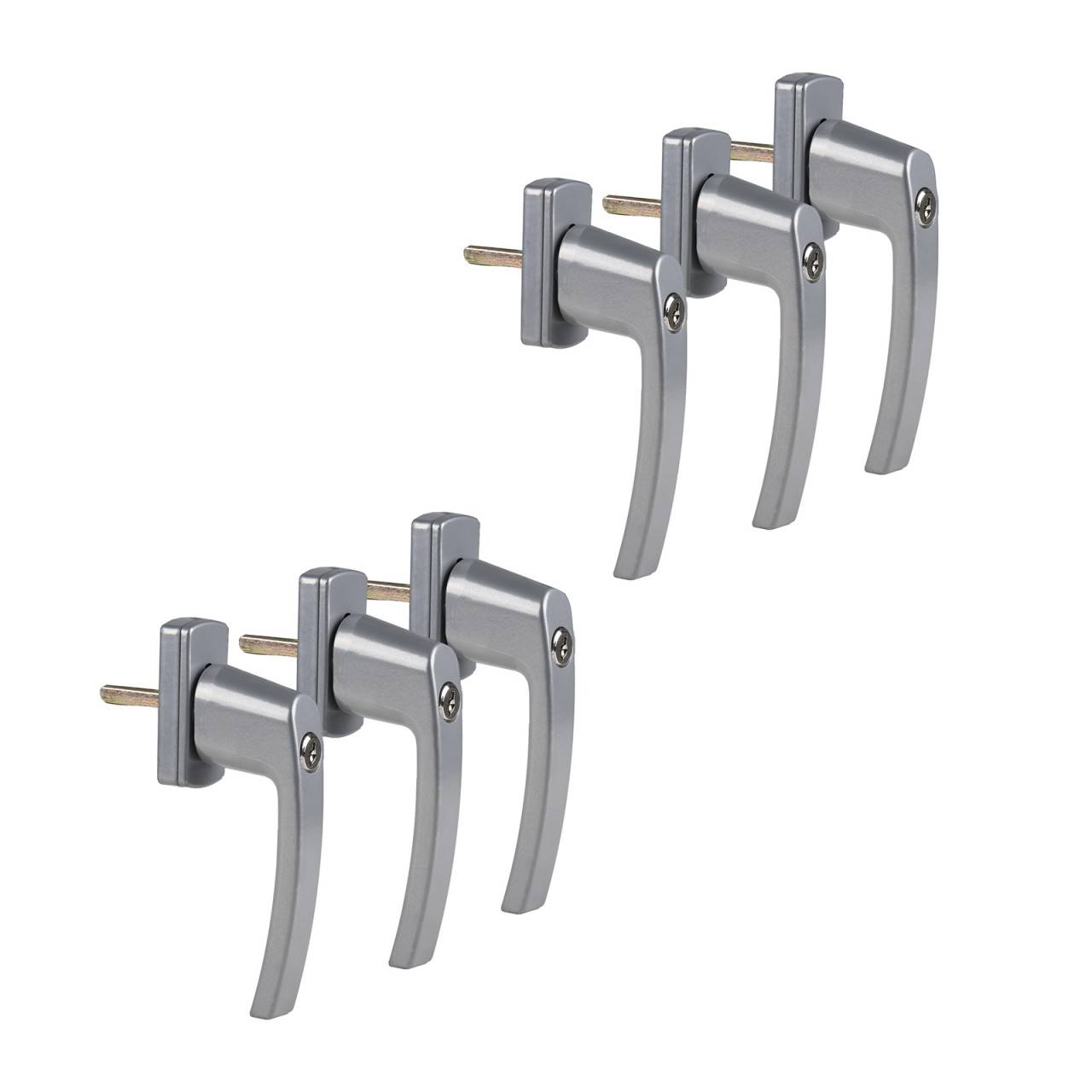 6 Stück Fenstergriffe abschließbar mit je 2 Schlüsseln silber FGS 100 OLYMPIA