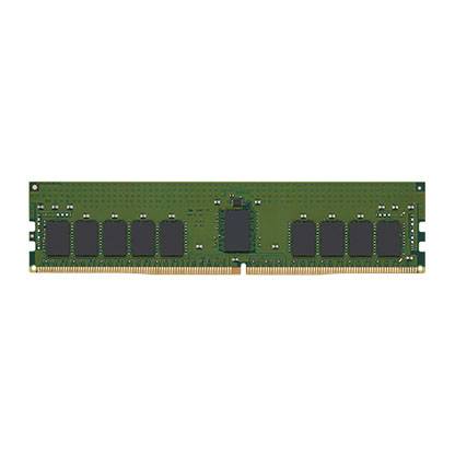 Grünes Computerspeicher-RAM-Modul mit mehreren schwarzen Chips auf einer Leiterplatte