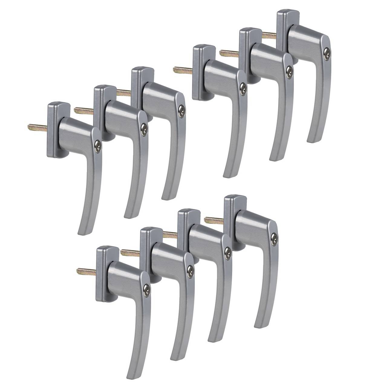 10 Stück Fenstergriffe abschließbar mit je 2 Schlüsseln silber FGS 100 OLYMPIA