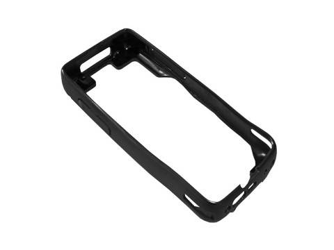 Schwarze rechteckige Handyhülle Rahmen oder Bumper Shell auf weißem Hintergrund.