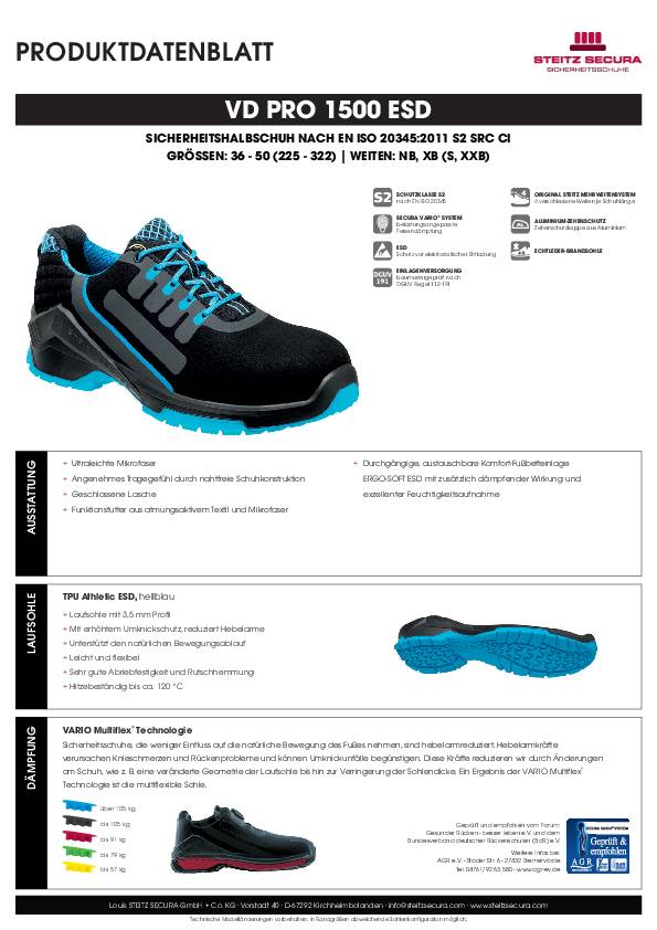 Halbschuh VD PRO 1500, S2,ESD, Gr. 38