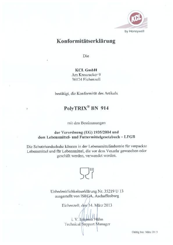 Handschuhe PolyTRIX BN 914 Gr.9 blau/gelb EN 388 PSA II 10 PA HONEYWELL