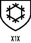 Ein schwarzer Wikingerhelm-Symbol, eingeschlossen in einem schwarzen Schild mit Runenmuster darunter.