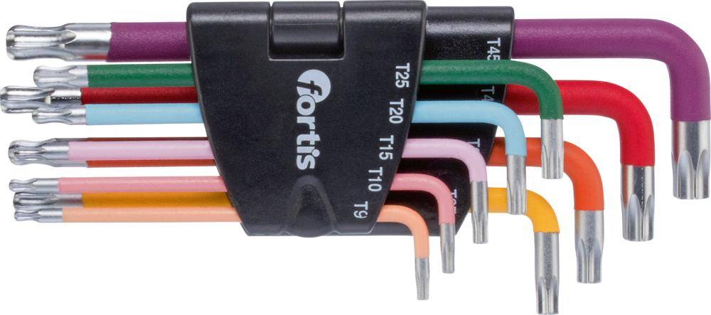 Winkelschraubendreher- Satz im Kunststoffhalter 9-teilig T9-T45 bunt Kugelkopf FORTIS