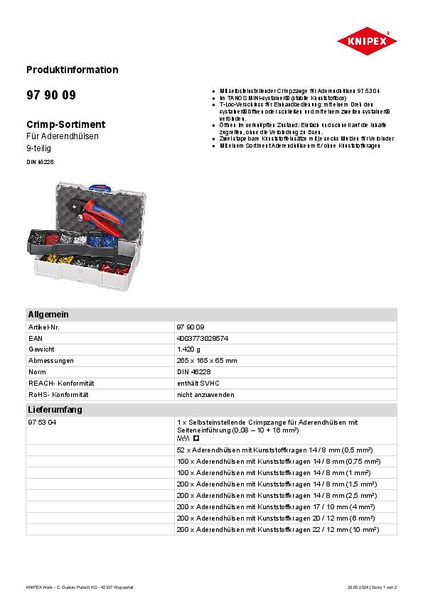 Aderendhülsensortiment 1251tlg.0,50-10,00mm² Crimpzange
