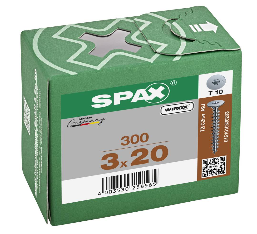 SPAX Rückwandschraube - WIROX - Tellerkopf ohne Linse T-STAR plus TX 10 - 3x20 mm - Vollgewinde