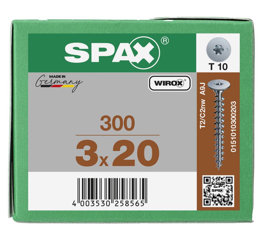 SPAX Rückwandschraube - WIROX - Tellerkopf ohne Linse T-STAR plus TX 10 - 3x20 mm - Vollgewinde