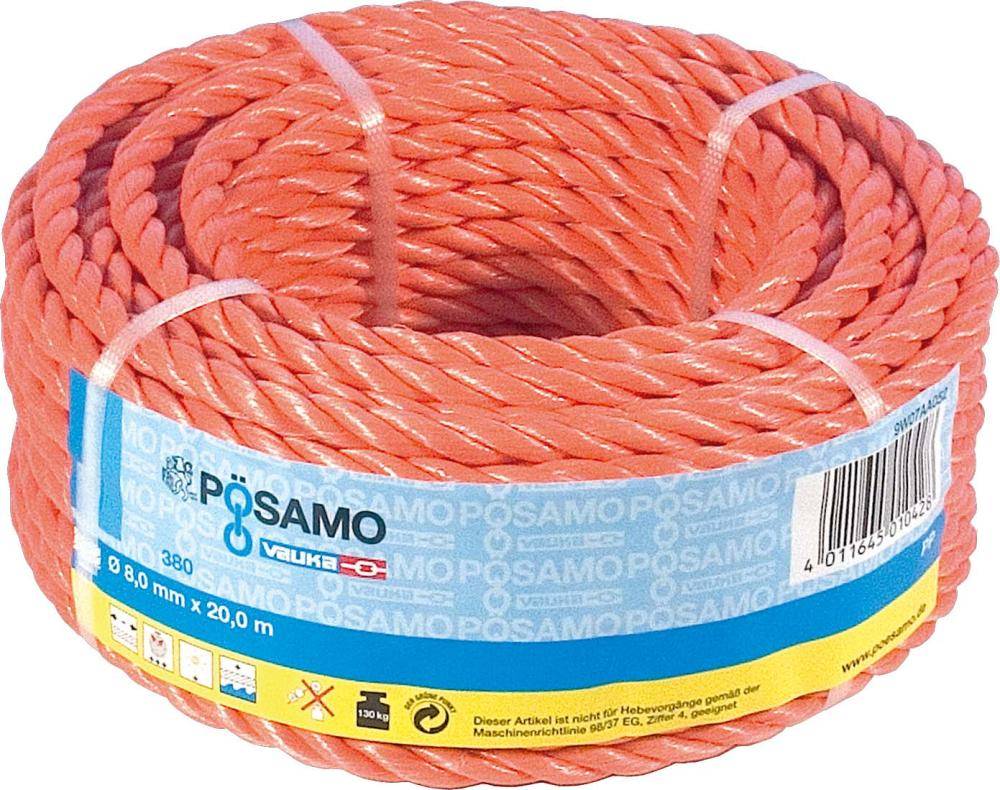 PP-Seil gedr. orange 8,0mmx20m in Ringen