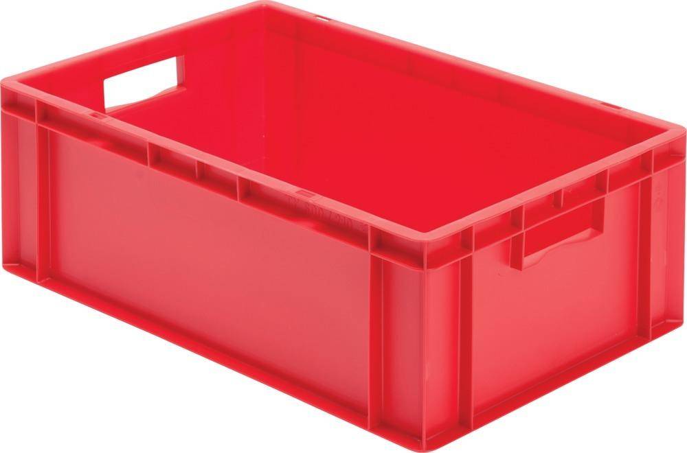 Transport-Stapelkasten B600xT400xH210 mm rot, geschlossen mit Griffloch