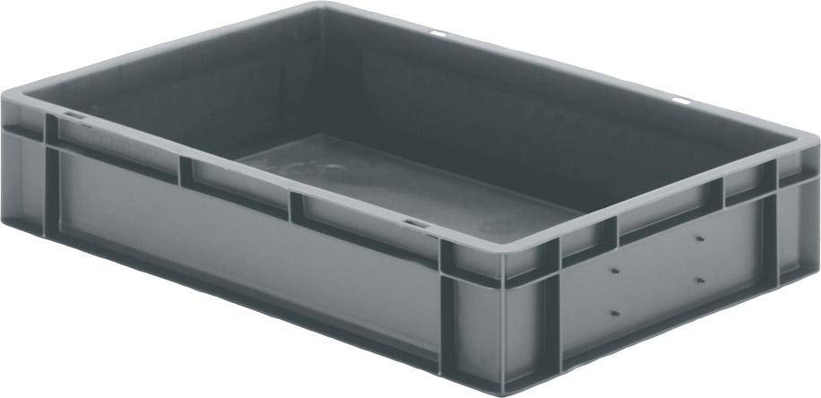 Transport-Stapelkasten B600xT400xH120 mm grau, geschlossen ohne Griffloch
