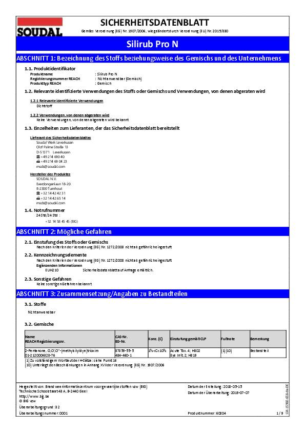 Silikondichtstoff Silirub ProN weiß 300ml Kartusche SOUDAL