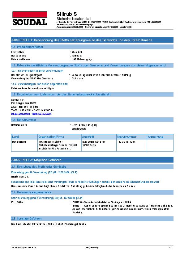 Sanitärsilikon Silirub S transp.300ml Kartusche SOUDAL
