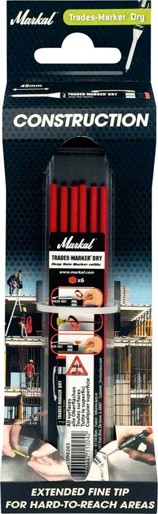 Markal Trades-Marker dry Nachfüller Minen Set rot