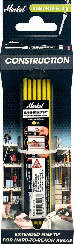 Markal Trades-Marker dry Nachfüller Minen Set gelb