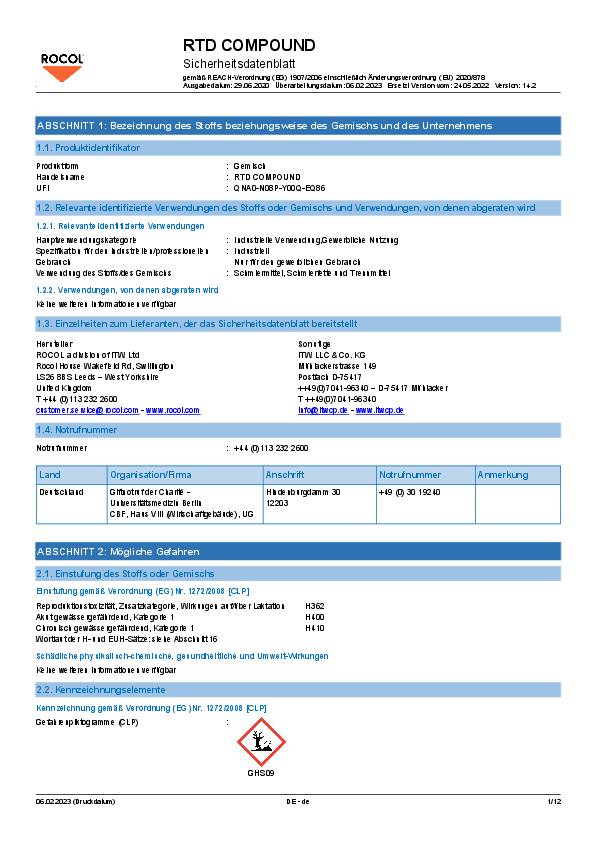Gewindeschneidpaste RTD Compound 500g Dose ROCOL