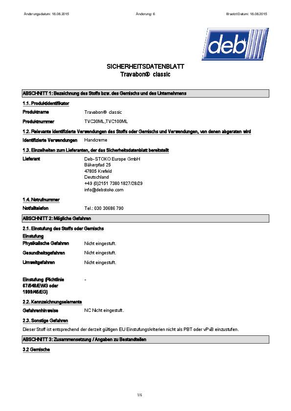 Travabon Hautschutz 1 L Kartusche