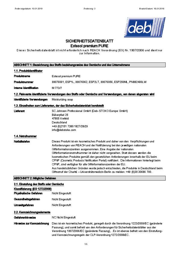 Estesol Premium PURE Hautreinigung 250 ml Flasche