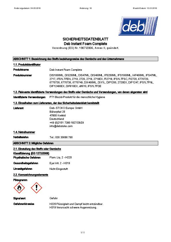 Deb InstantFOAM Complete 250 ml Pumpflasche