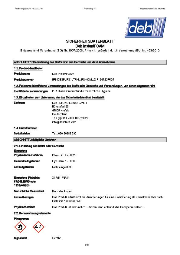 Deb InstantFOAM Complete 250 ml Pumpflasche