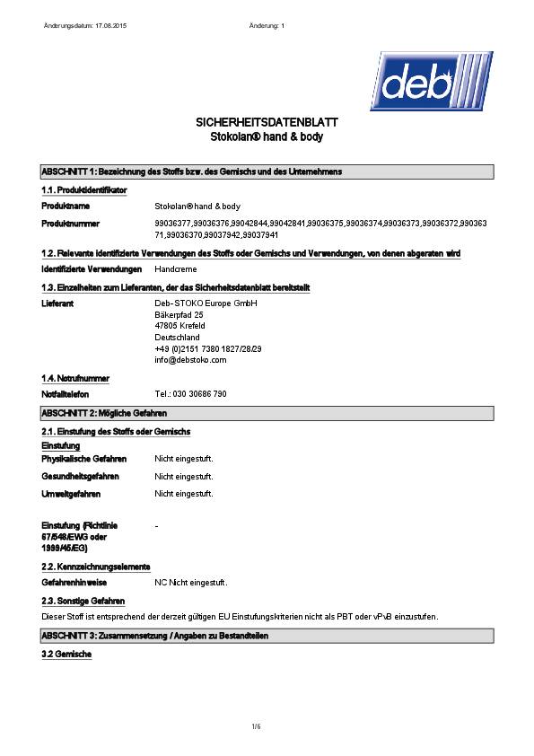 Stokolan Hand Body Lotion 1000 ml Feuchtigkeitsspend.LotionKartusche