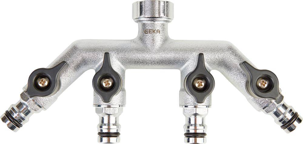 Vierwegeventil IG G 3/4" MS Cr Karte GEKA plus Stecksystem