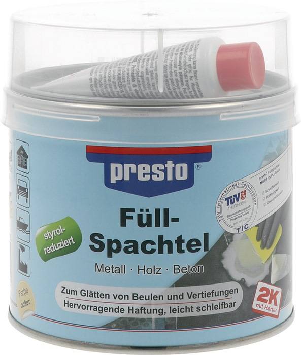 2K-Füllspachtel ocker,Härter rot 1000g Dose PRESTO