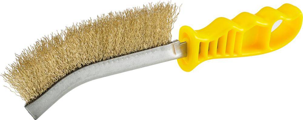 Universal-HanddrahtbürsteMessingdraht gewellt Kunststoffgriff 280 x 25 mm FORTIS