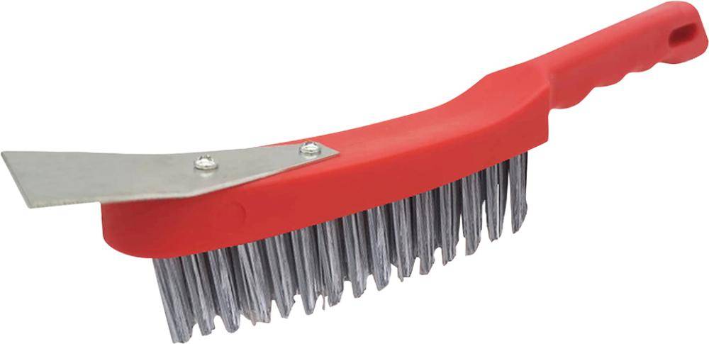 Universal-HanddrahtbürsteStahldraht glatt Kunstst.-Körper m.Schaber290 x 15 mm FORTIS