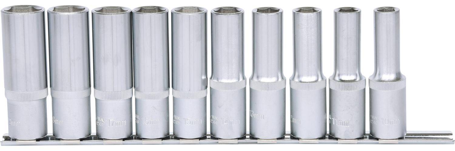 KS TOOLS 1/2" Sechskant-Stecknuss-Satz, lang, 10-tlg 10-19mm
