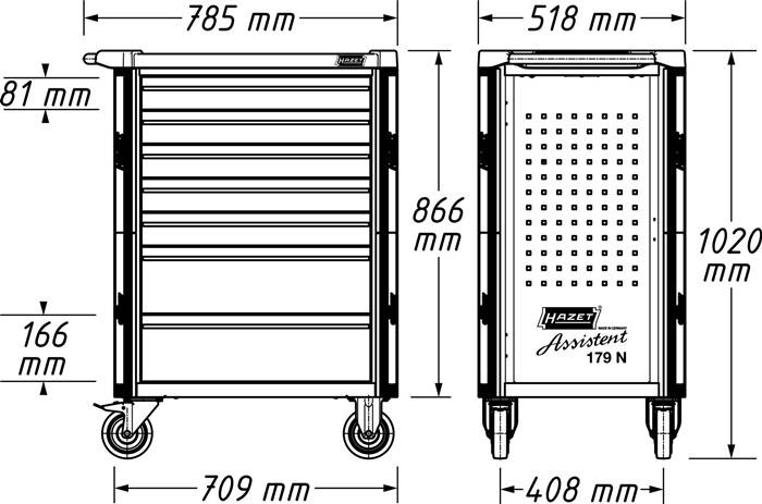 Werkstattwagen, 179N-7/137, H1020xB785xT518mm 137-tlg.Sort., m.7 Schubladen