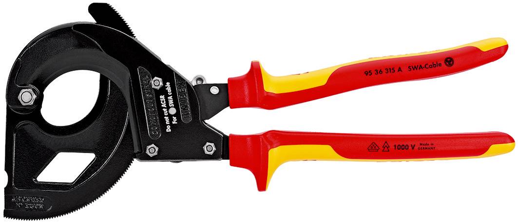 KNIPEX 95 36 315 A Kabelschneider (Ratschenprinzip) für stahlarmierte Kabel (SWA-Kabel) isoliert