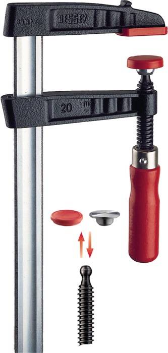 Temperguss-Schraubzwinge TGK Spann-W.1500mm A.120mm Holzgr.35x11mm BESSEY