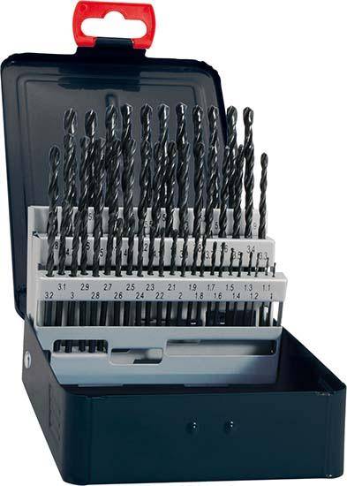 Spiralbohrer-Set DIN338 HSS rollgewalzt Typ RN 1,0-10,5mm + Kernlochbohrer FORTIS