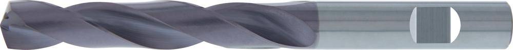 Verdrehtes graues Band oder Kabel, das über einen silbernen zylindrischen Stab gelegt ist und einen zentralen vertikalen Schlitz oder eine Kerbe im Stab zeigt.