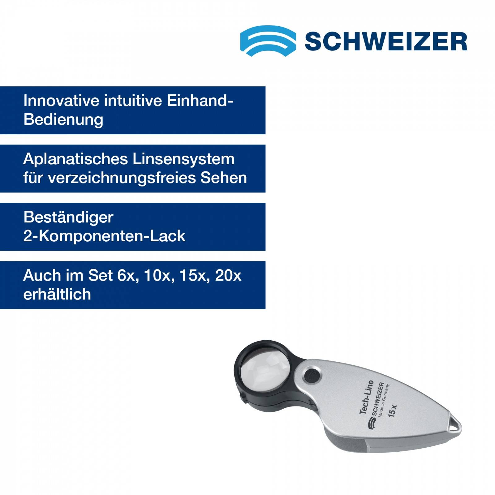 SCHWEIZER Einschlaglupe Tech-Line 15 x / Ø 22,8 mm, aplanatisch