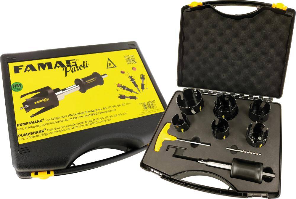 HM- PAROLI- Lochsägensatz8-tlg. D45-50-57-60-68-80 mm inkl. Adapter + LRV + PS