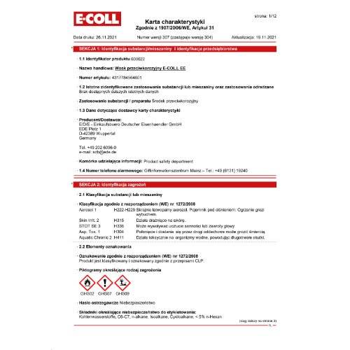 Korrosionsschutzwachs 400ml E-COLL EE