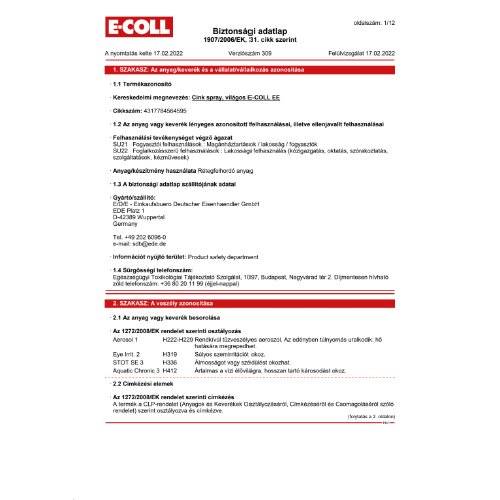 Zink-Spray hell 400ml silbergrau E-COLL EE