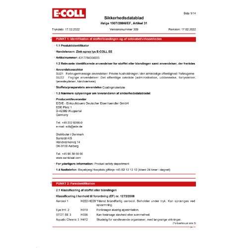 Zink-Spray hell 400ml silbergrau E-COLL EE