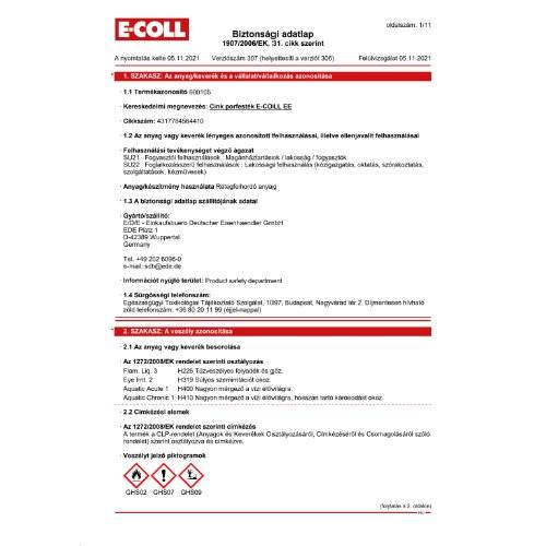 Zink-Staubfarbe 375ml/800g Dose E-COLL EE