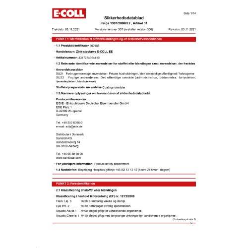 Zink-Staubfarbe 375ml/800g Dose E-COLL EE