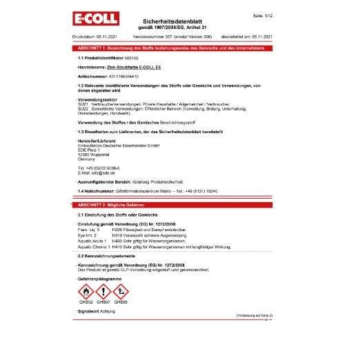 Zink-Staubfarbe 375ml/800g Dose E-COLL EE