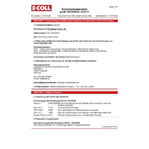 PTFE-Spray 400ml E-COLL EE