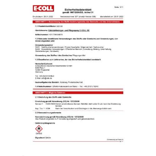 Edelstahlreiniger- und -pflegespray 400ml E-COLL EE