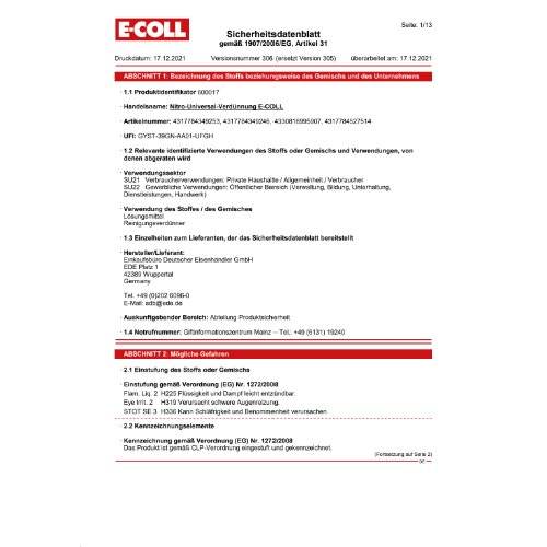 E-COLL Nitro-Univ-Verdünnung 20L Kanister
