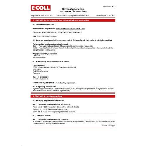 Nitro-Univ.Verdünnung 1L Dose E-COLL EE