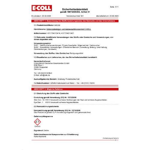 E-COLL Universalrein. u. Auto Waschkonz. 10kg
